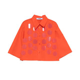 Msgm Kids Camicia Arancione con Applicazioni per Bambine