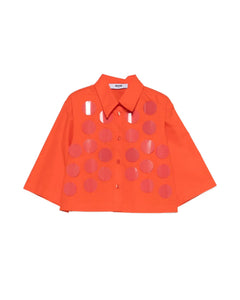 Msgm Kids Camicia Arancione con Applicazioni per Bambine