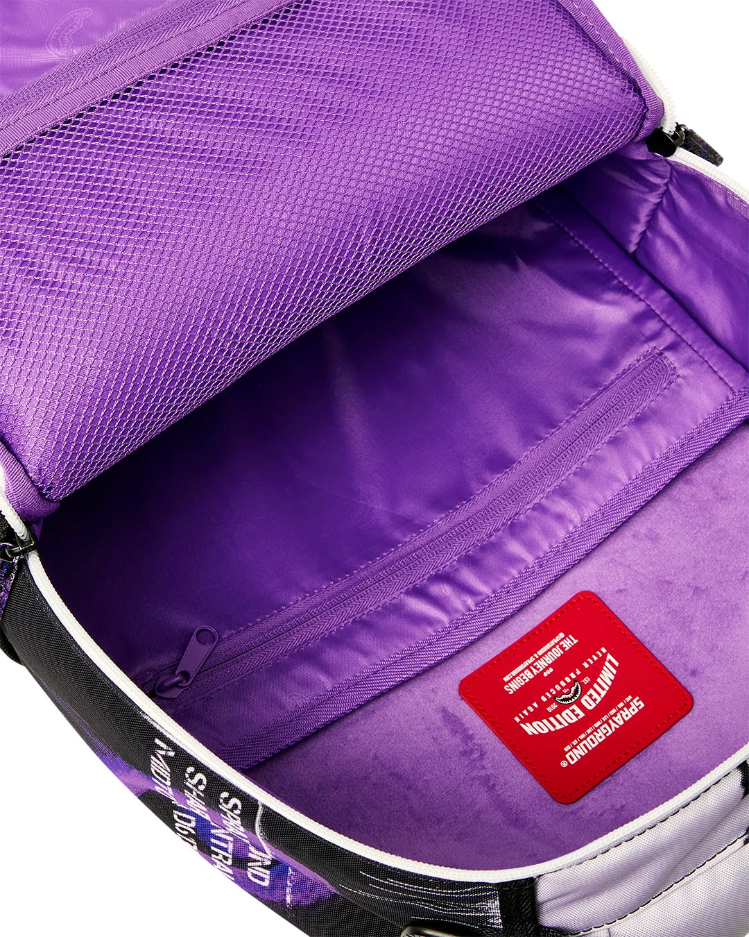 Sprayground Kids Zaino Unisex Think On It Nero e Viola con Stampa Tigre, Shark Mouth e Graffiti