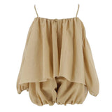 Pinko Kids Tutina a Blusa con Bretelle Beige per Bambine