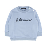 Alessandrini Kids Felpa Celeste con Stampa Logo Frontale a Contrasto e Bottoni per Apertura Spalla per Neonati
