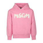 MSGM Kids Felpa Rosa con Cappuccio con Stampa per Bambine