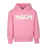 MSGM Kids Felpa Rosa con Cappuccio con Stampa per Bambine