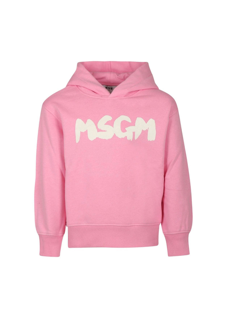 MSGM Kids Felpa Rosa con Cappuccio con Stampa per Bambine