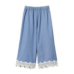 Twinset Kids Pantalone Cielo con Dettagli in Pizzo per Bambine