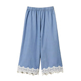 Twinset Kids Pantalone Cielo con Dettagli in Pizzo per Bambine