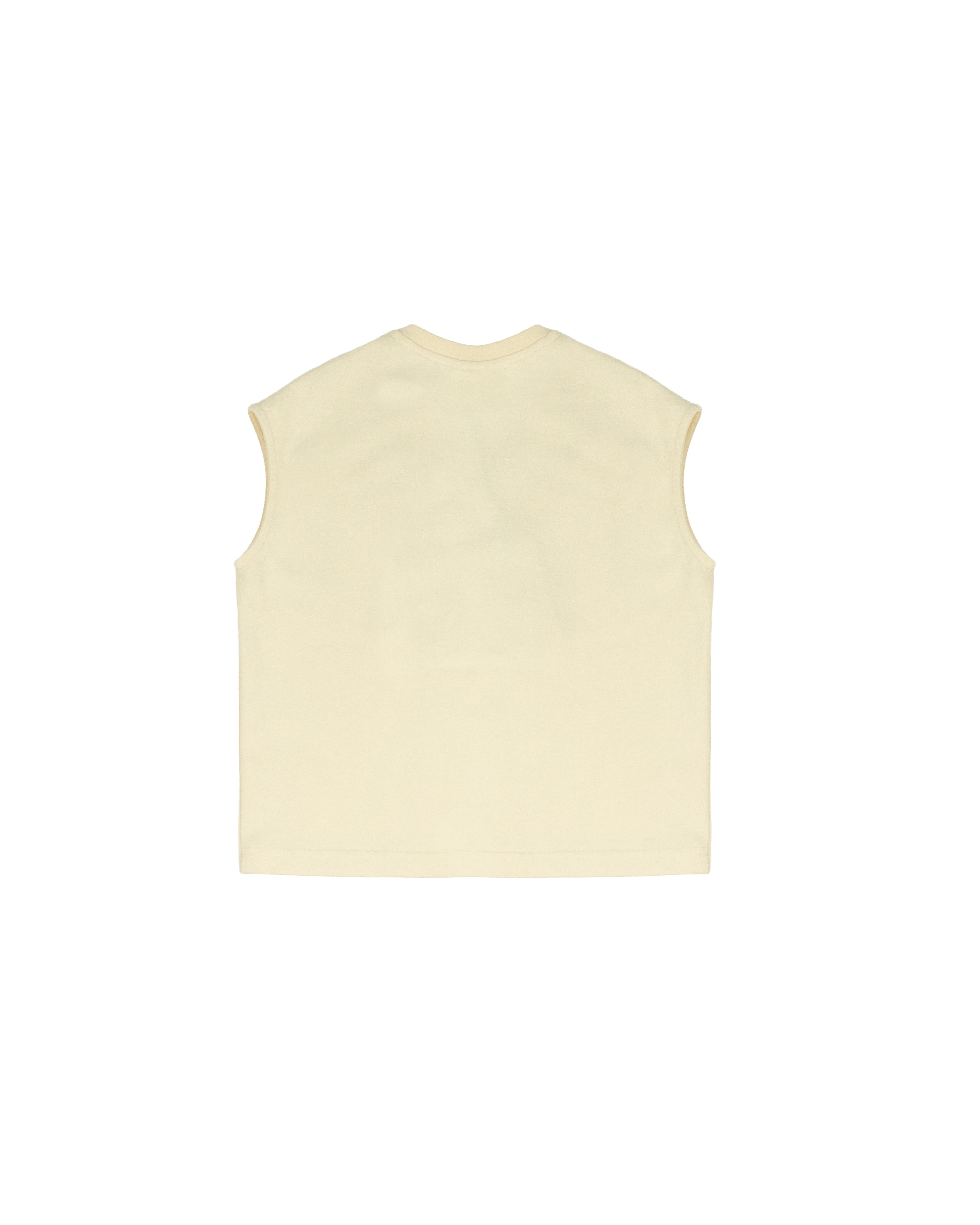 Yes London Kids Canotta Beige Monocolore con Applicazione Logo per Bambini