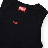 Diesel Kids Canotta Nera con Logo Oval D Ricamato per Bambini