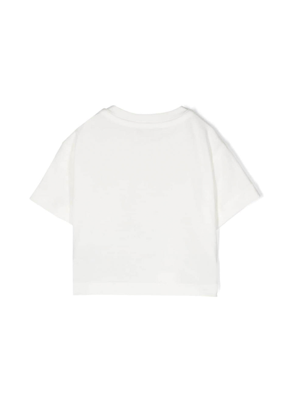 Elisabetta Franchi La Mia Bambina T-Shirt Crop Panna con Logo (retro)