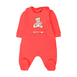 Moschino Kids Tutina con Bavetta Rossa con Teddy per Neonate