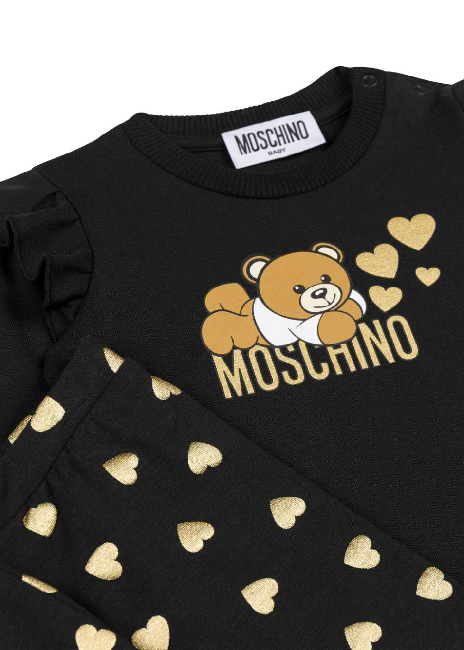 Moschino Kids Completo Blusa Con Stampa con Leggings Neri con Stampa per Neonate (dettaglio)