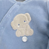 Minibanda Tutina Celeste/Beige con Ricamo per Neonati