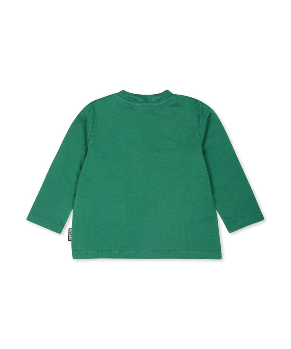 Moschino Kids T-shirt Verde Maniche Lunghe per Neonati (retro)