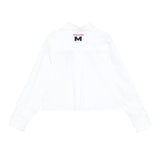 Msgm Kids Camicia Crop Bianco con Logo per Bambine