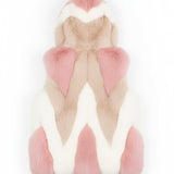 Yes London Gilet Ecovisone Tricolore Bianco/beige/Rosa con Cappuccio per Bambine