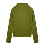 Twinset Kids Maglia Lupetto a Coste Verde Olive con Logo per Bambine