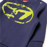 Diesel Kids Blue Crewneck Sweatshirt with Used Effect Oval D for Newborns