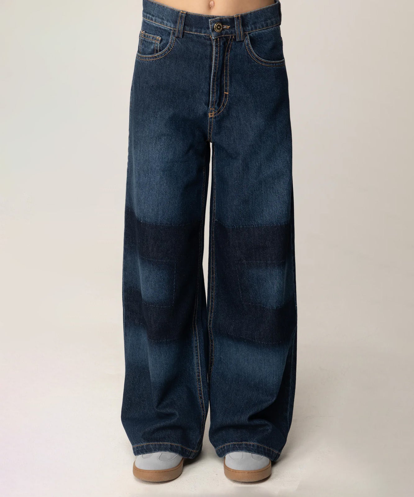 Elisabetta Franchi La Mia Bambina Jeans Wide Leg Denim Scuro per Bambine