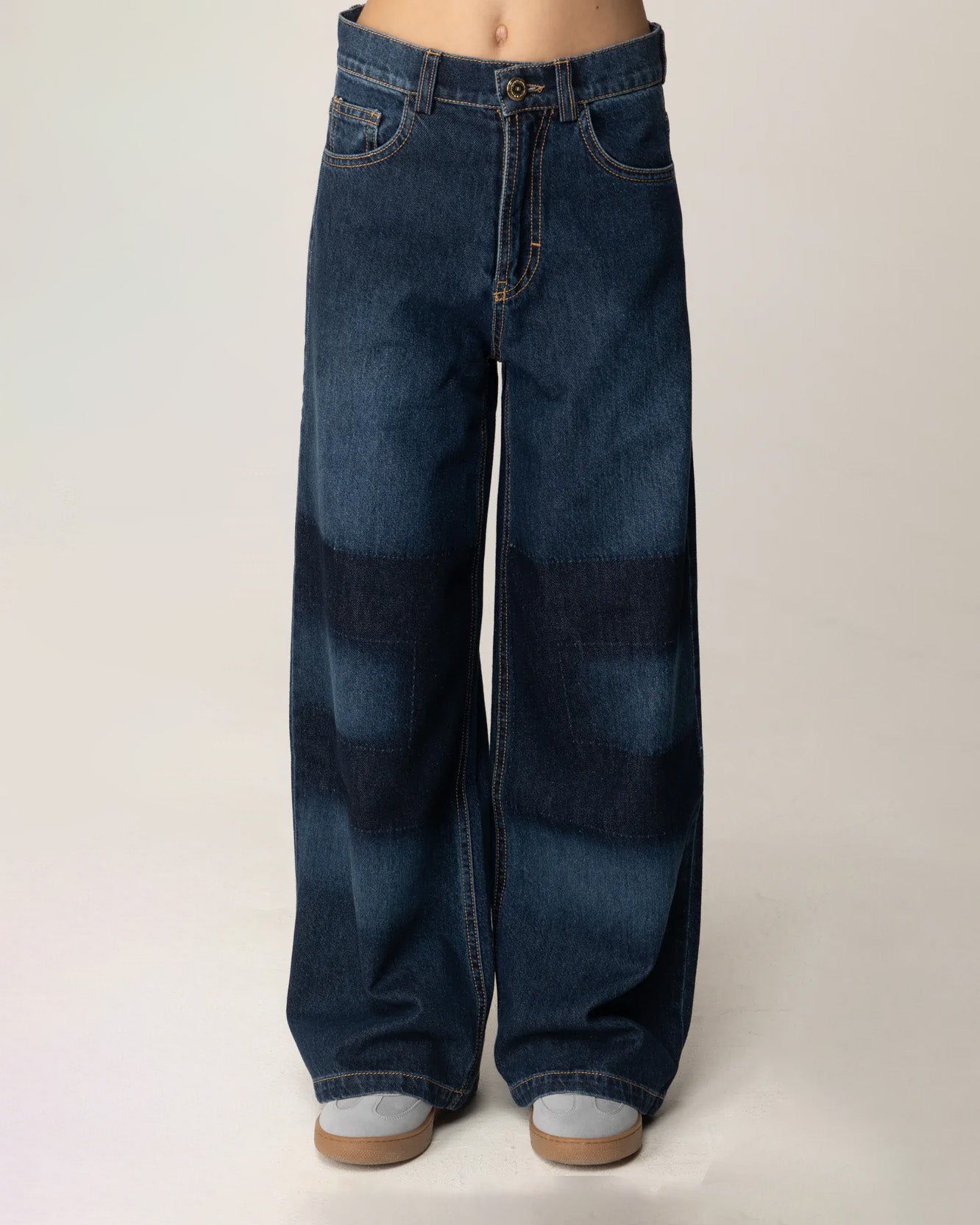 Elisabetta Franchi La Mia Bambina Jeans Wide Leg Denim Scuro per Bambine