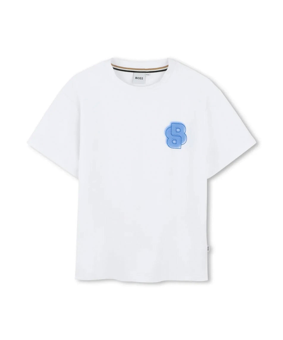 BOSS Kids T-shirt Bianca con Stampa BB per Bambini