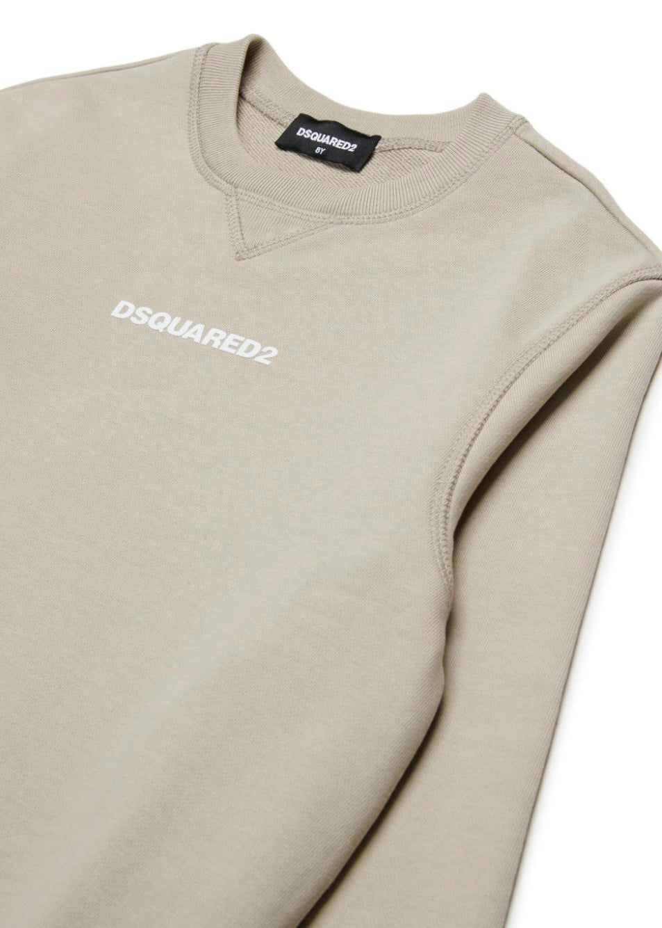 Dsquared2 Kids Felpa Girocollo Beige con Stampa per Bambini