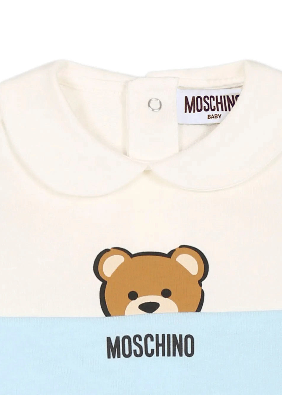 Moschino Kids Tutina Celeste con Stampa per Neonati