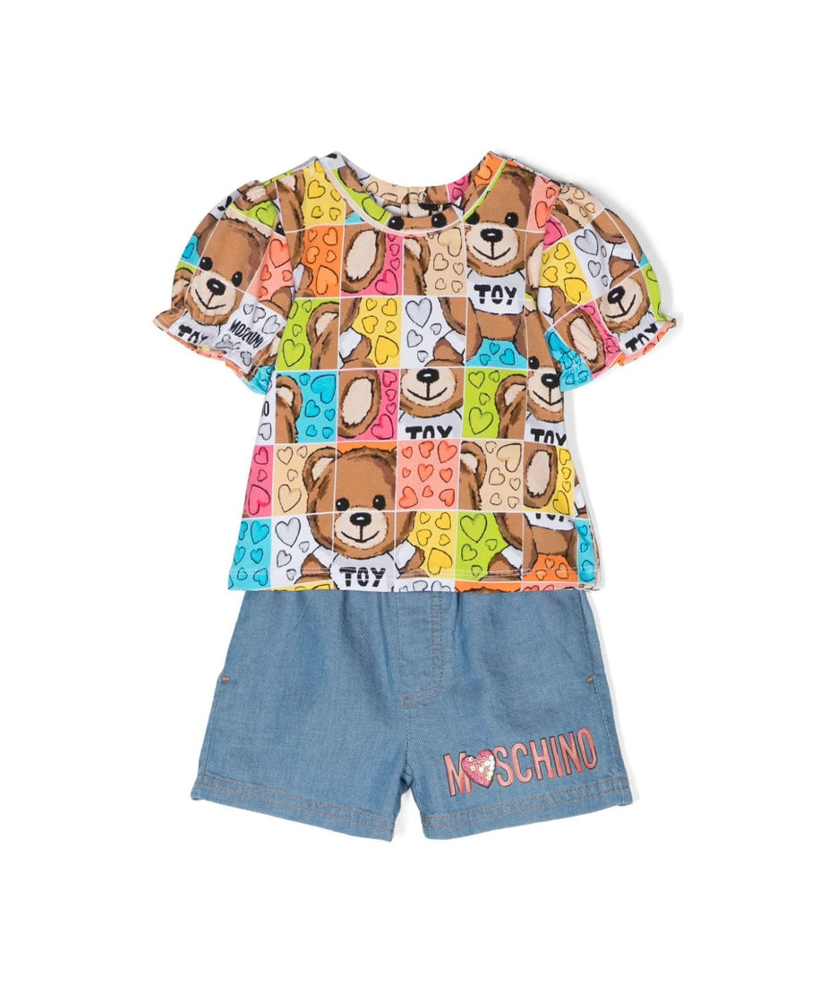 Moschino Kids Completo Short e T-shirt Teddy Bear per Neonate