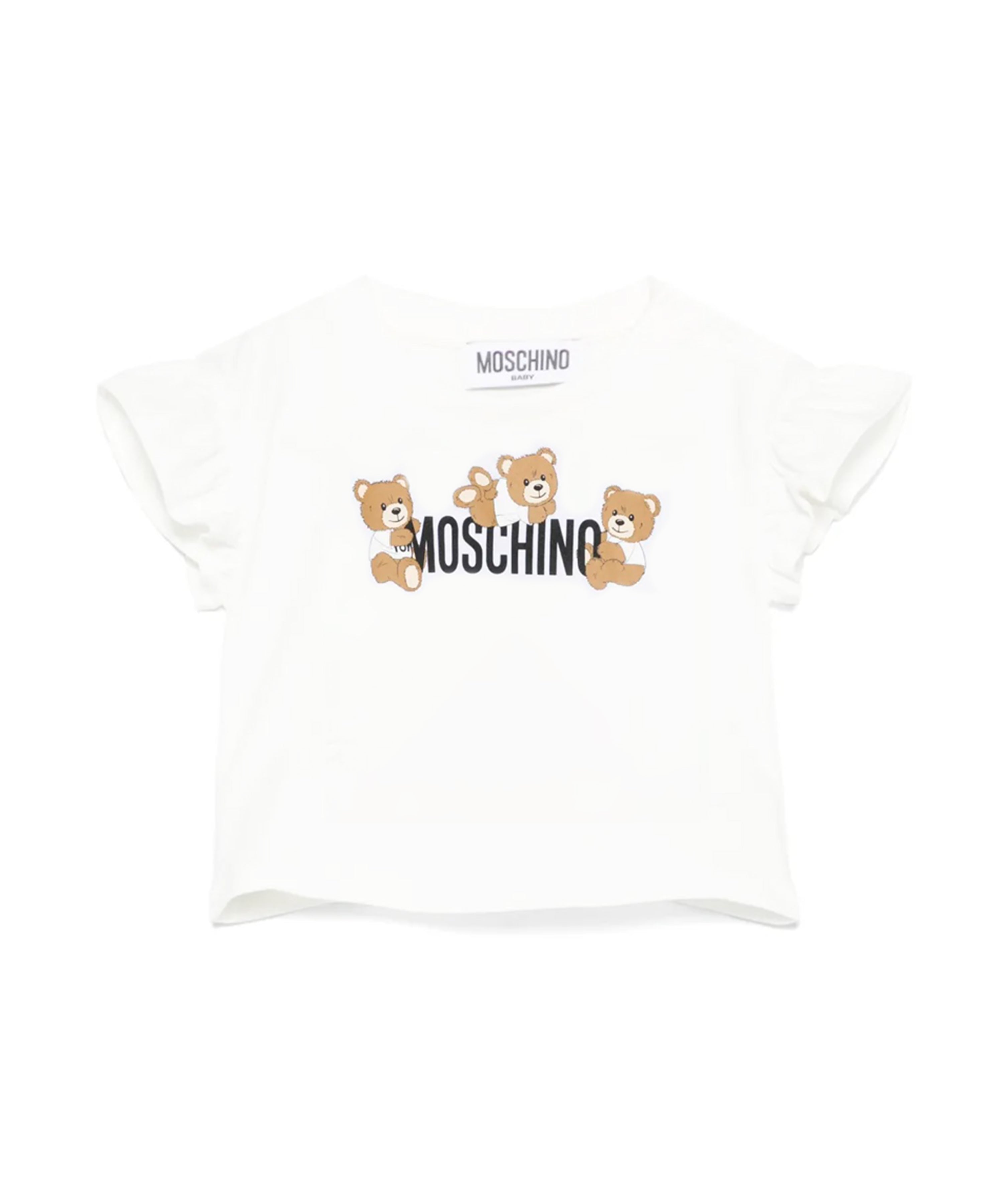 Moschino Kids T-shirt Bianca con Stampa per Neonate