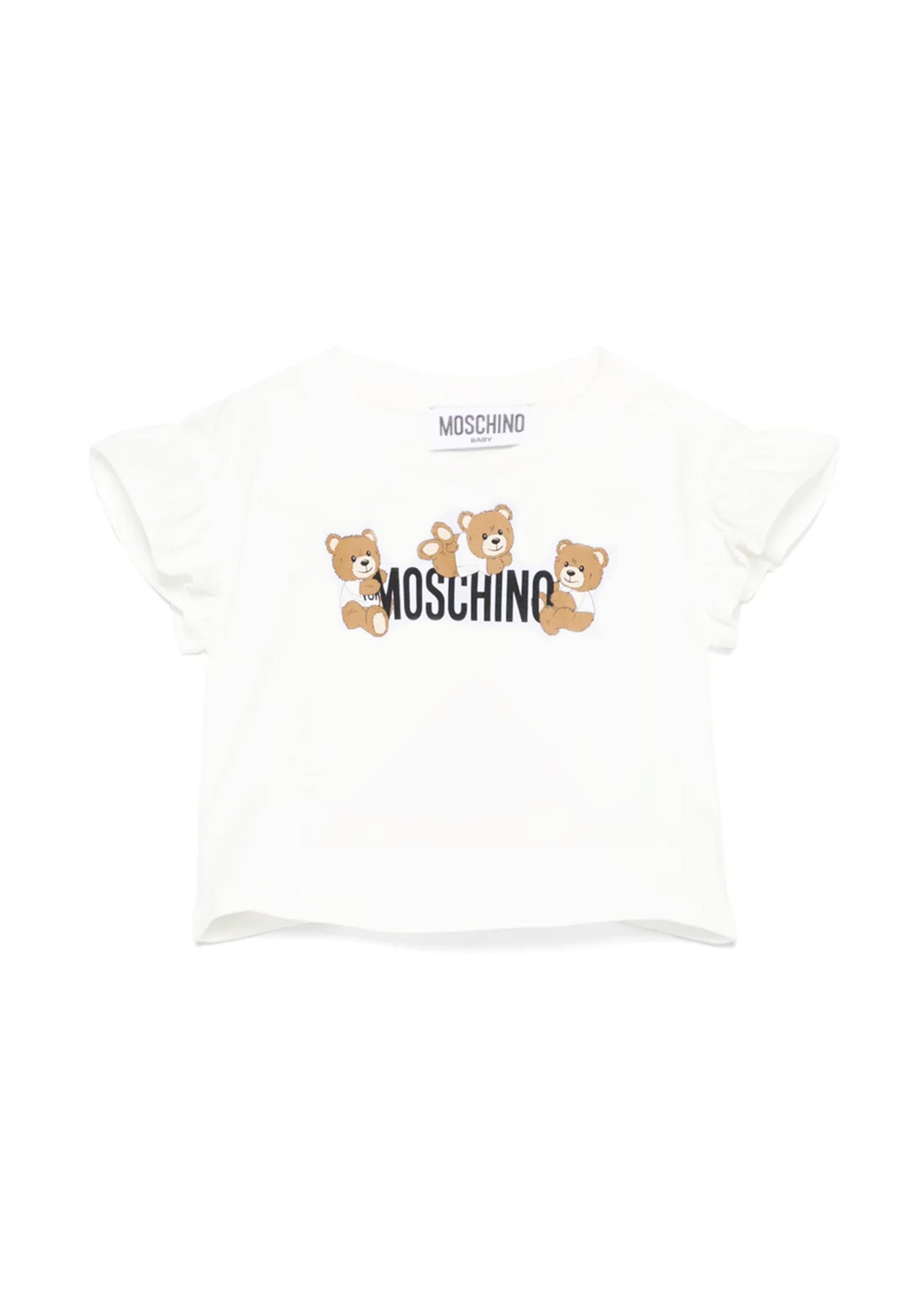 Moschino Kids T-shirt Bianca con Stampa per Neonate