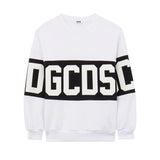 Gcds Kids Felpa Bianco con Banda Logata Nero Unisex