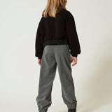 Twinset Kids Grey Joggers with Belt for Girls