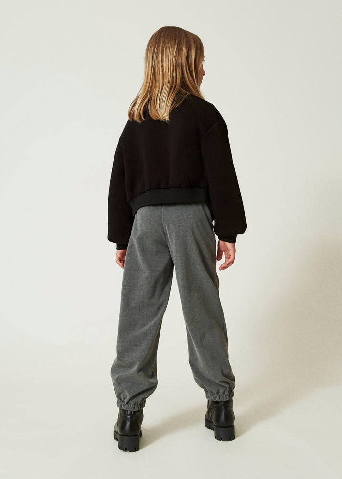 Twinset Kids Pantaloni Joggers Grigi con Cintura per Bambine