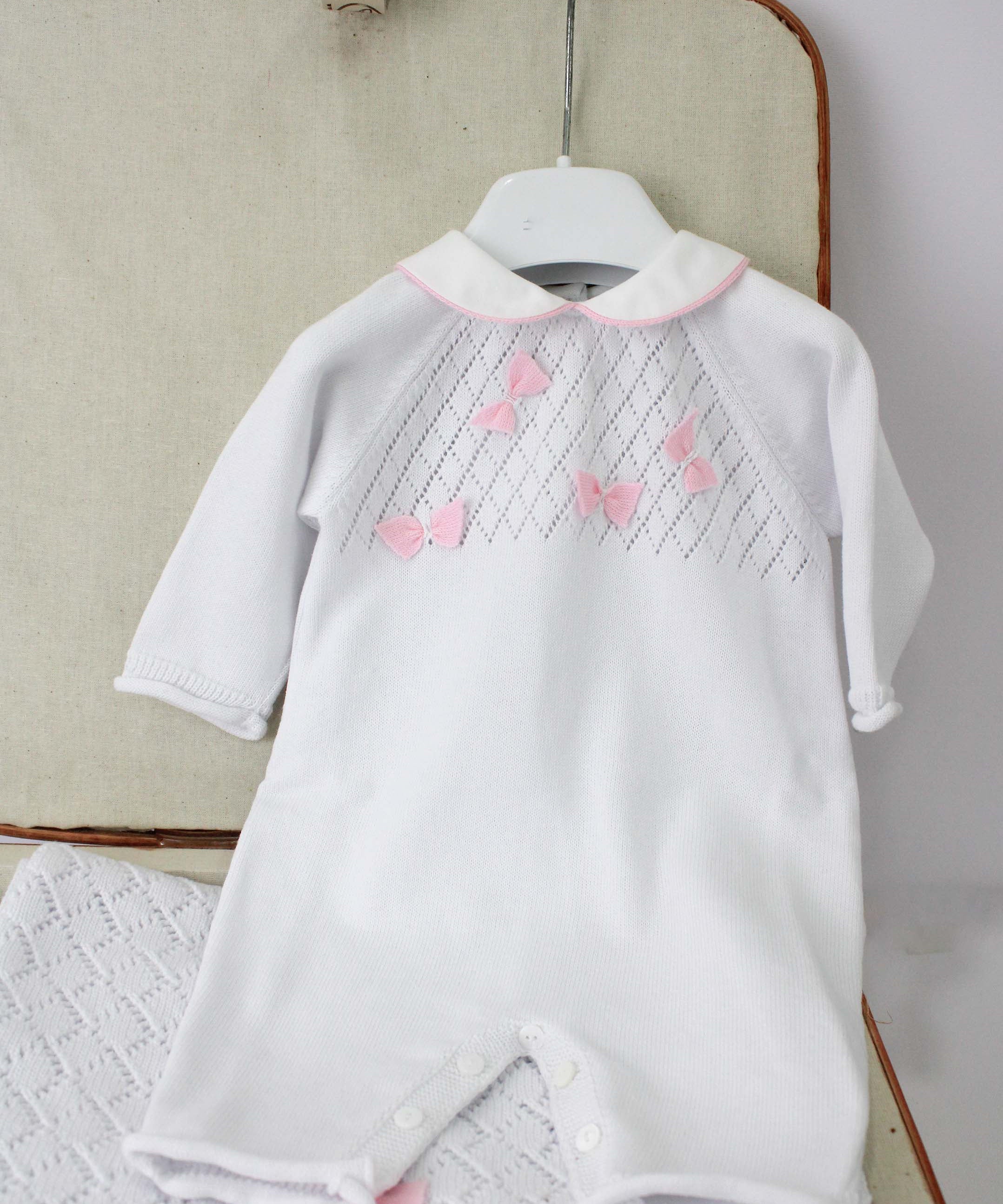 Le Coconne Tutina Bianca con Fiocchi per Neonate