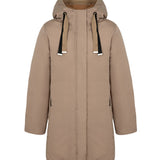 SUNS Kids Giubbotto Lungo Beige con Cappuccio Regolabile per Bambine