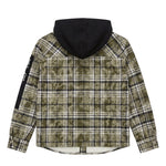 John Richmond Kids Giacca a Camicia Overshirt a Quadri Verde Militare con Cappuccio e Patch Logo per Bambini