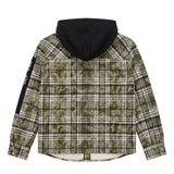 John Richmond Kids Giacca a Camicia Overshirt a Quadri Verde Militare con Cappuccio e Patch Logo per Bambini