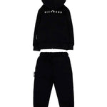 John Richmond Kids Tuta in Felpa Nera con Cappuccio e Logo per Neonati