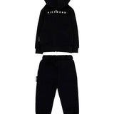 John Richmond Kids Tuta in Felpa Nera con Cappuccio e Logo per Neonati