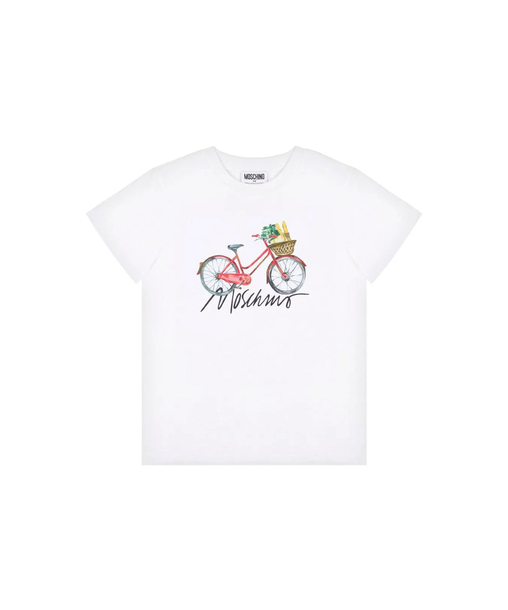 Moschino Kids T-Shirt Bianca con Stampa per Neonate