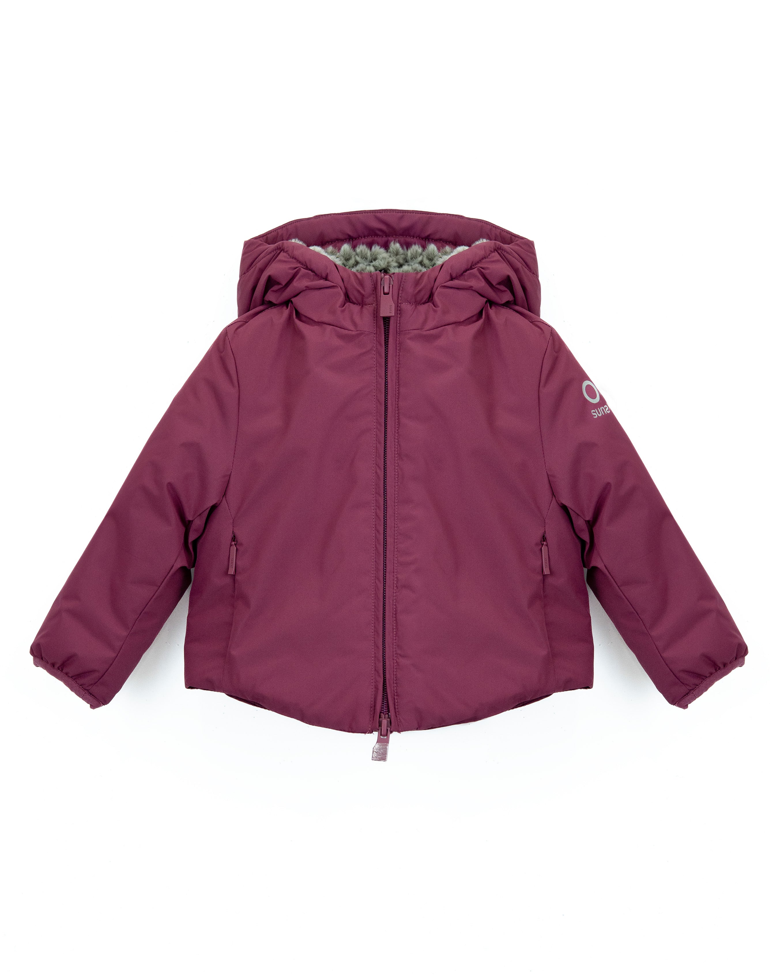Suns Kids Giubbino Blueberry con Fodera in Eco Pelliccia con Cappuccio per Neonate