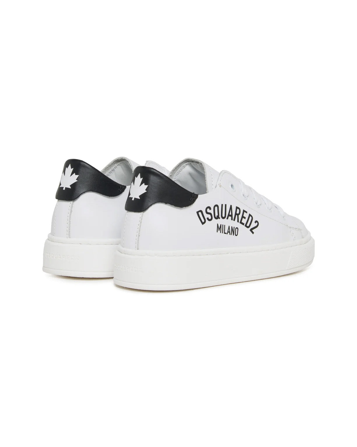 Dsquared2 Kids Sneakers Bianco con Logo Nero per Bambini