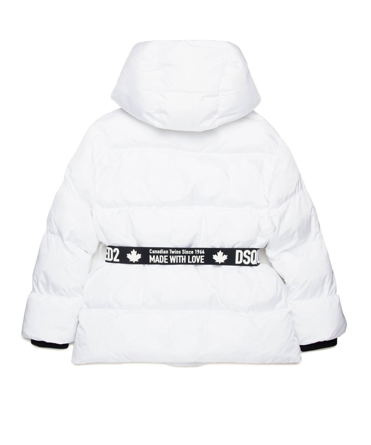 Dsquared2 Kids Giubbino Trapuntato Bianco Avvitato per Bambine (retro)