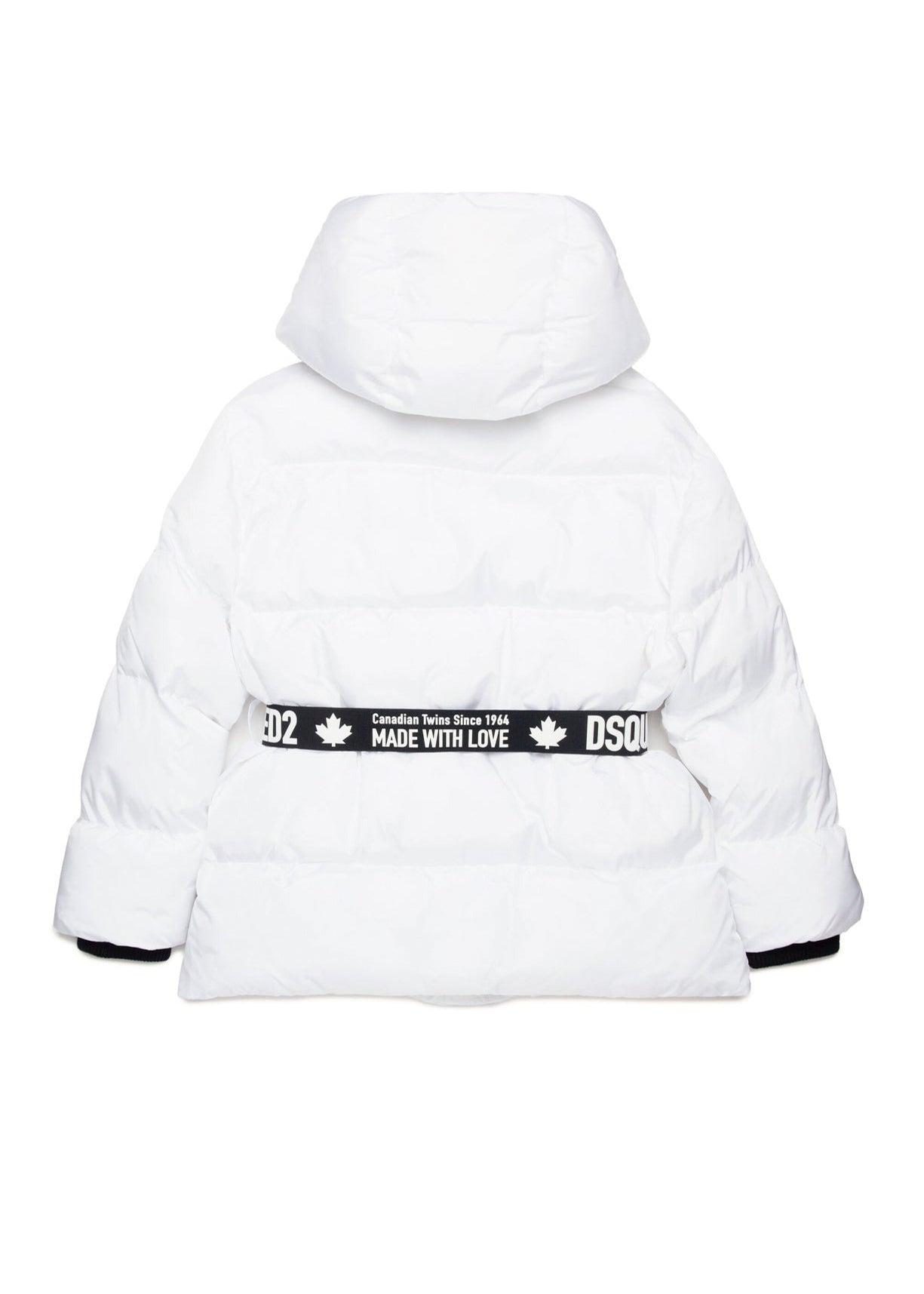 Dsquared2 Kids Giubbino Trapuntato Bianco Avvitato per Bambine (retro)