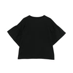 Moschino Kids T-Shirt Nera Crop con Manica Rouches per Bambine