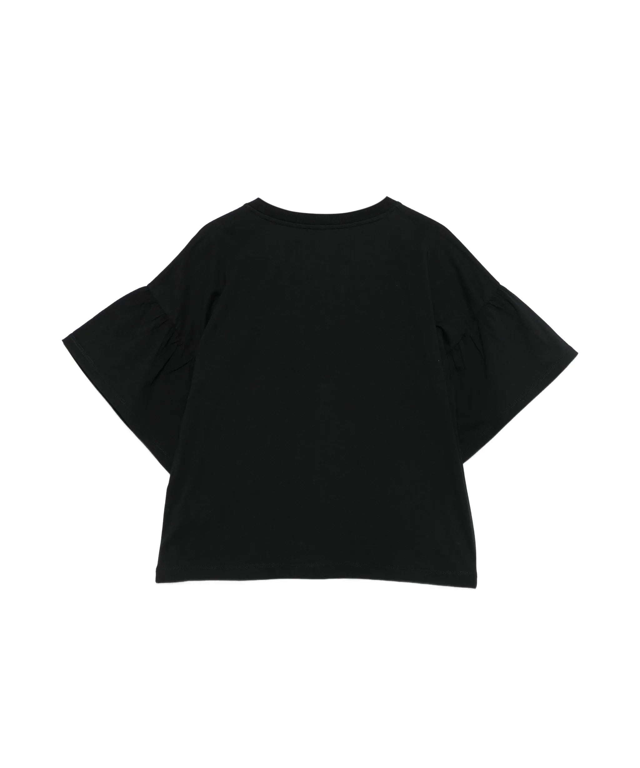 Moschino Kids T-Shirt Nera Crop con Manica Rouches per Bambine