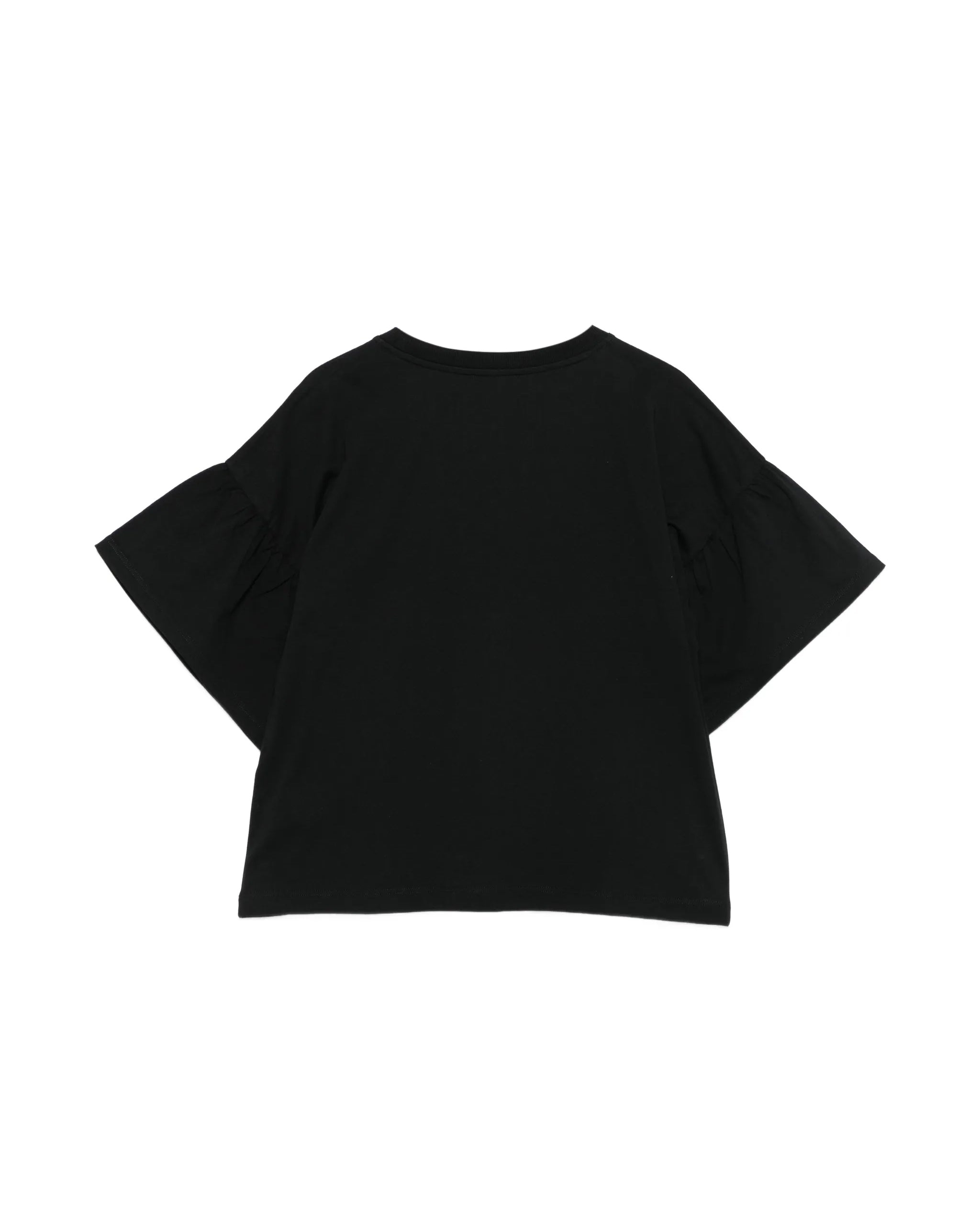Moschino Kids T-Shirt Nera Crop con Manica Rouches per Bambine