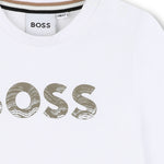 Boss Kids T-Shirt Bianca con Stampa Logo
