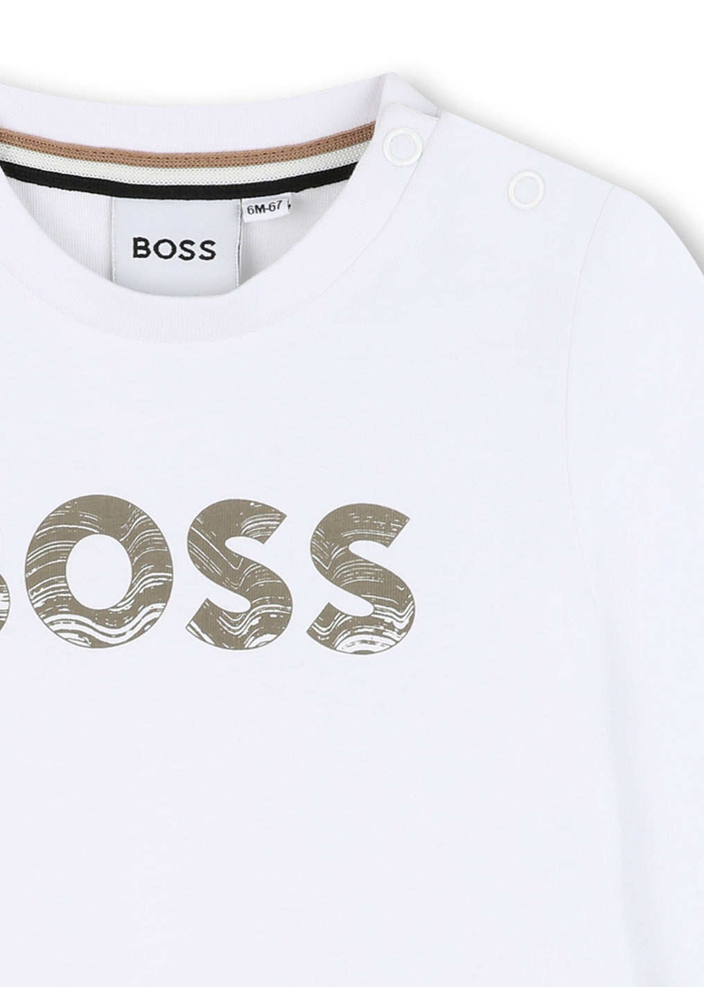 Boss Kids T-Shirt Bianca con Stampa Logo