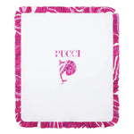 Emilio Pucci Kids Coperta Bianco e Fucsia con Logo per Neonate