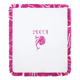 Emilio Pucci Kids Coperta Bianco e Fucsia con Logo per Neonate